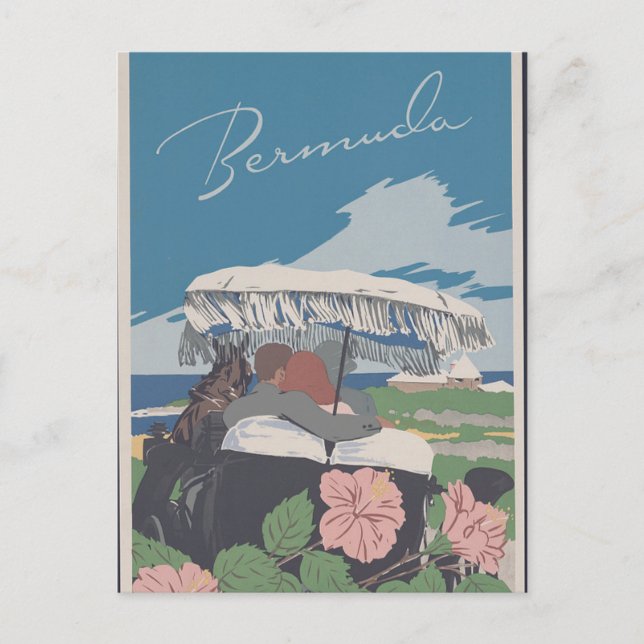 Vintage Bermuda Travel Poster Vykort (Framsida)