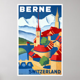 Vintage Berne Schweiz Travel Poster