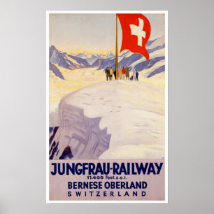 Vintage Bernese Oberland Swiss Travel Poster