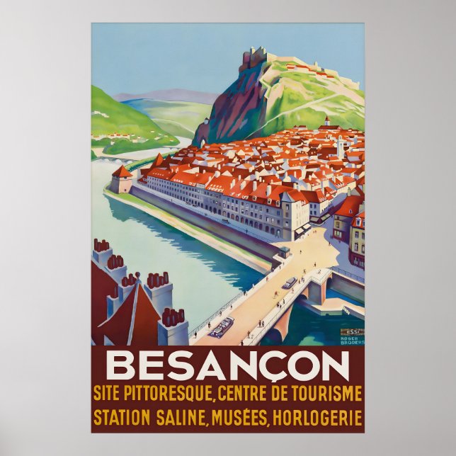 Vintage Besancon Frankrike Resaaffisch Citadel Poster (Framsidan)