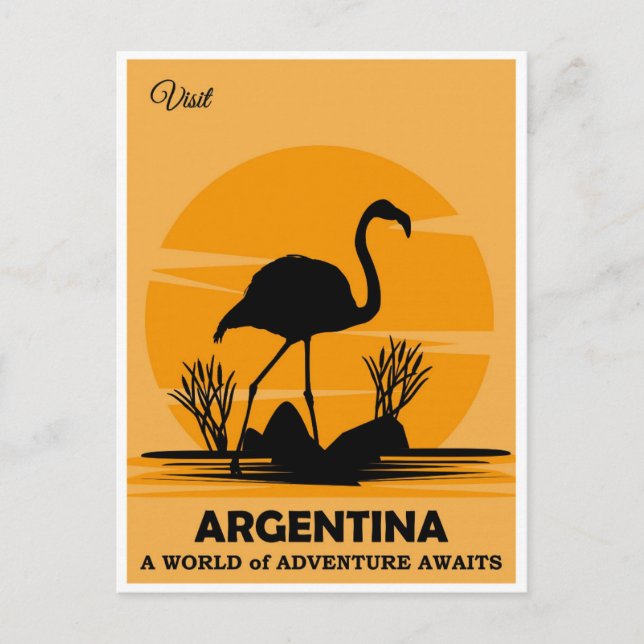 Vintage Besök Argentina Flamingo Travel Vykort (Framsida)