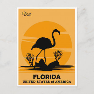 Vintage Besök Florida Flamingo Travel Vykort