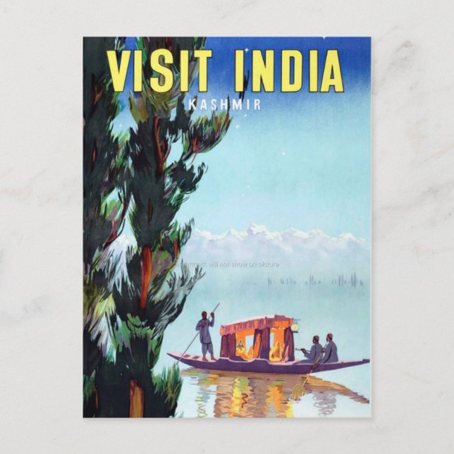 Vintage Besök Indien Kashmir Travel Vykort (Framsida)