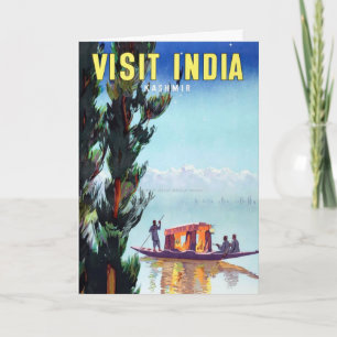 Vintage Besök Indiens vykort för Kashmir-resor