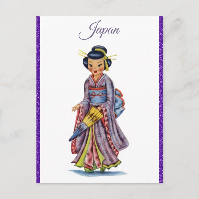 Vintage Besök japanska Geisha Travel Vykort (Framsida)