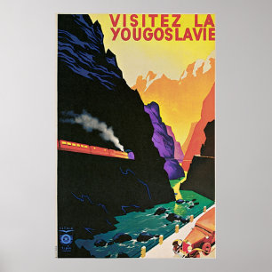 Vintage Besök Jugoslavien Travel Poster