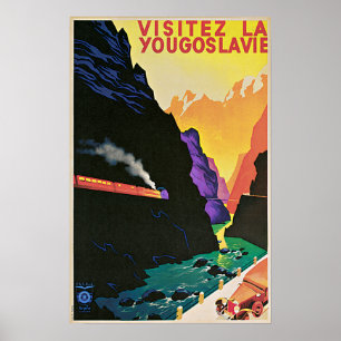 Vintage Besök Jugoslavien Travel Poster