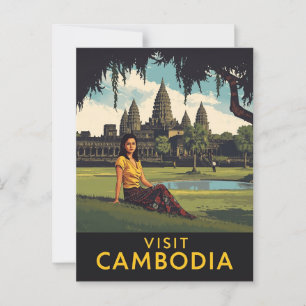 Vintage Besök Kambodja Angkor Wat Travel Vykort