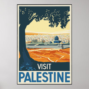 Vintage Besök Palestina Poster