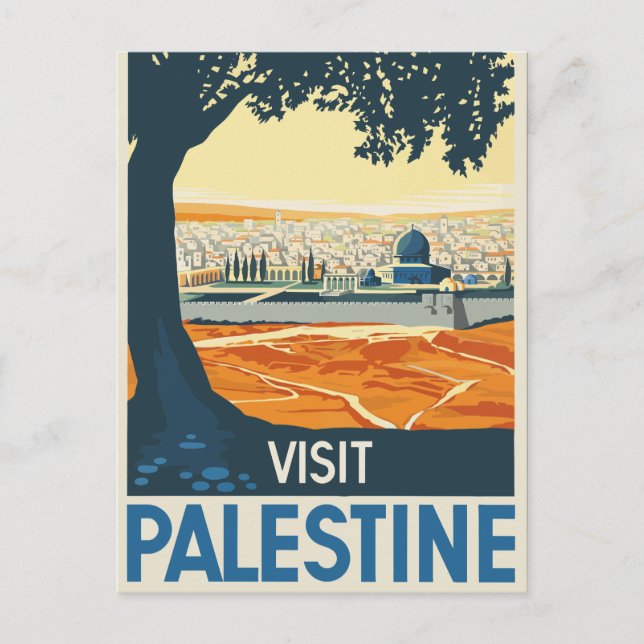 Vintage Besök Palestina Resa Vykort (Framsida)