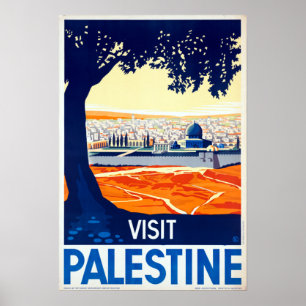 Vintage Besök Palestina Travel Poster
