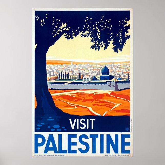 Vintage Besök Palestina Travel Poster (Framsidan)