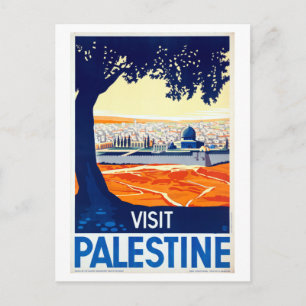 Vintage Besök Palestina Travel Poster Vykort
