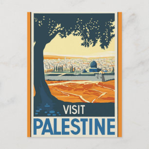 Vintage Besök Palestina Travel Vykort