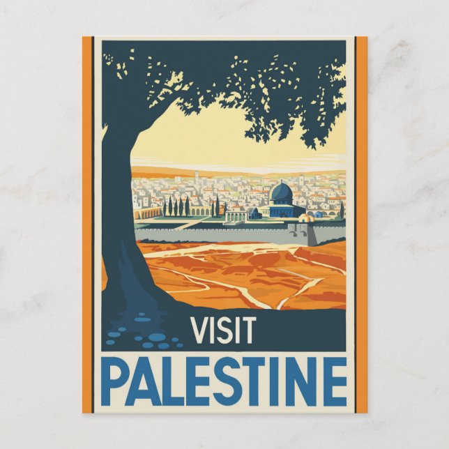 Vintage Besök Palestina Travel Vykort (Framsida)