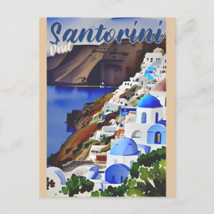 Vintage Besök Santorini Grekland Grekiska resor Vykort