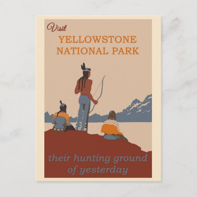 Vintage Besök Yellowstone National Park Travel Vykort (Framsida)