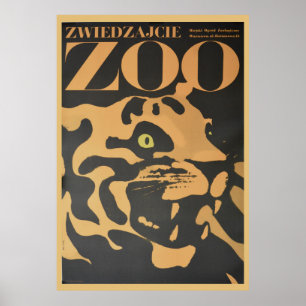 Vintage Besök Zoo Travel Poster