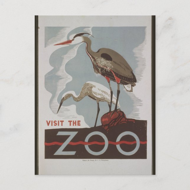 Vintage Besök zoo Vykort (Framsida)