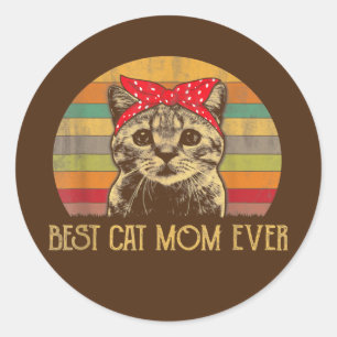 Vintage Best Cat Mamma All Mors dag Gift Runt Klistermärke