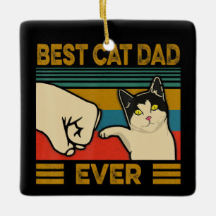 Vintage Best Cat Pappa All Funny Cat Pappa Gift Ma Julgransprydnad Keramik