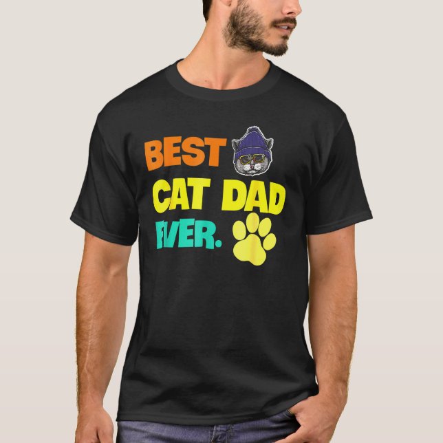 Vintage Best Cat Pappa T Shirt (Framsida)