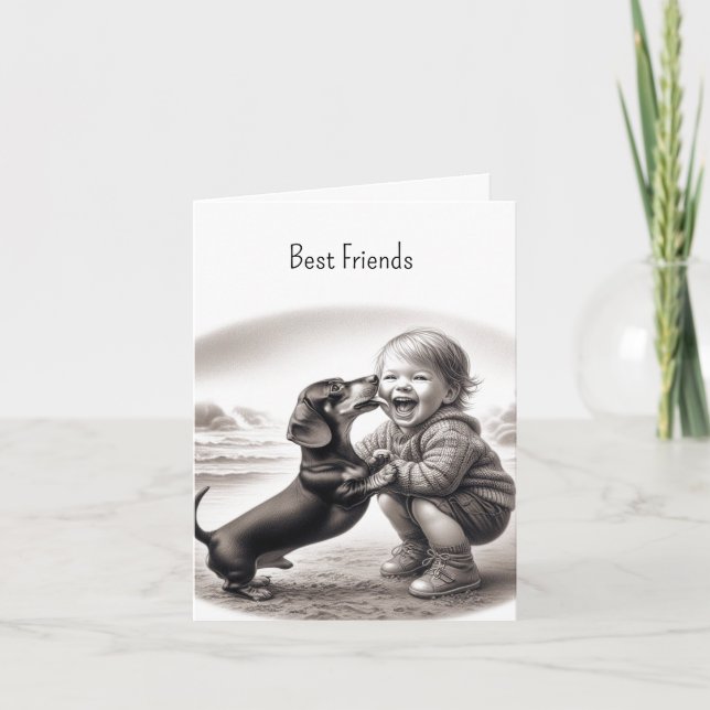 Vintage Best Friend Dachshund Kort (Framsida)