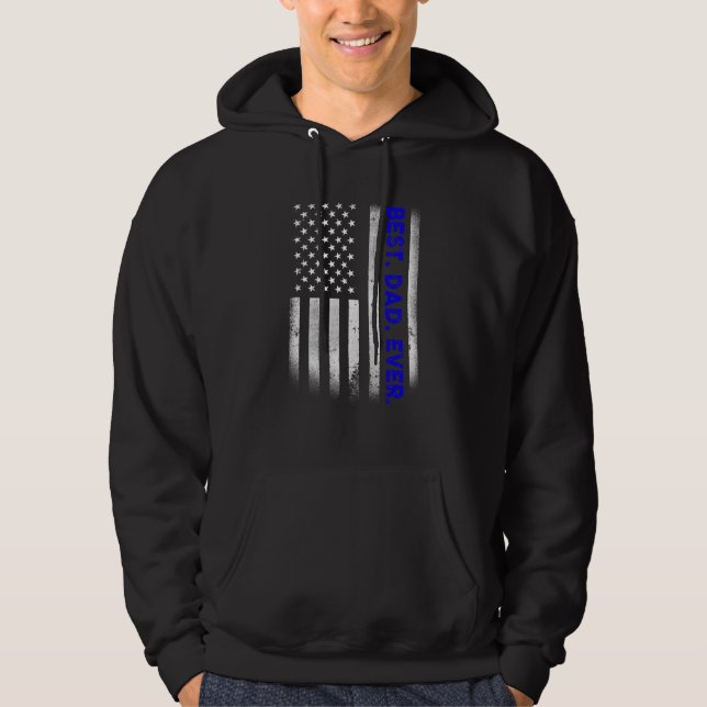 Vintage Best Pappa någonsin American Flagga Distre Hoodie (Framsida)