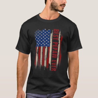 Vintage Best Pepaw Aldrig American Flagga Fars dag T Shirt