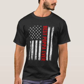 Vintage Best Poppa Aldrig American Flagga S Day T Shirt