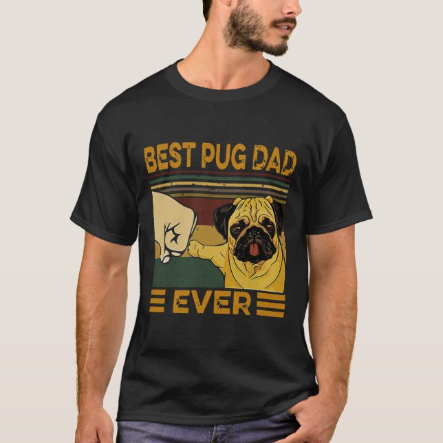 Vintage Best Pug Pappa någonsin T Shirt (Framsida)