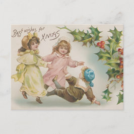 Vintage Best Wishes For Christmas Card Vykort