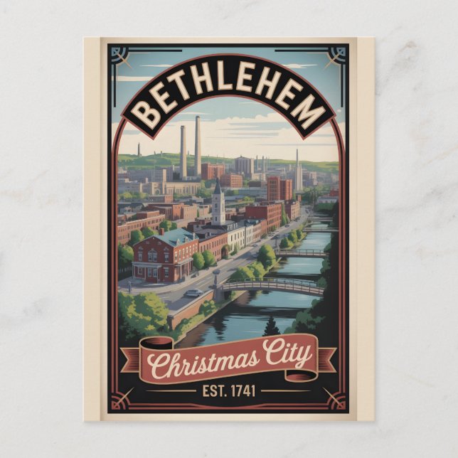 Vintage Bethlehem Pennsylvania Retro Resa Vykort (Framsida)