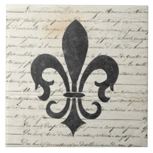 Vintage betonar fransk Ephemera Fleur De Lis Kakelplatta