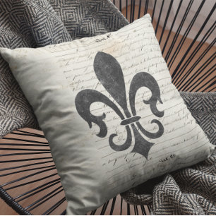 Vintage betonar fransk Ephemera Fleur De Lis Kudde