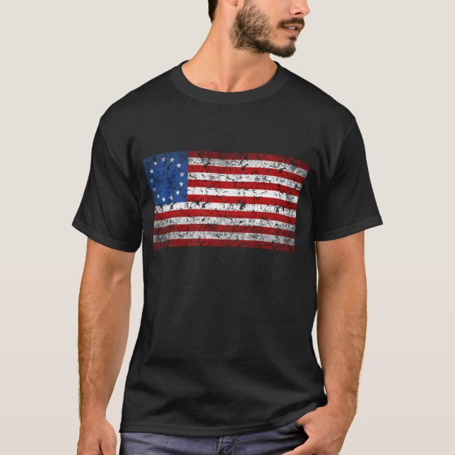 Vintage Betsy Ross Flagga T Shirt (Framsida)