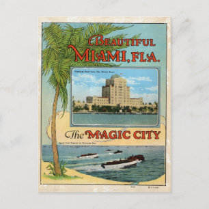 Vintage Bevacker Miami Florida Magic City Travel Vykort