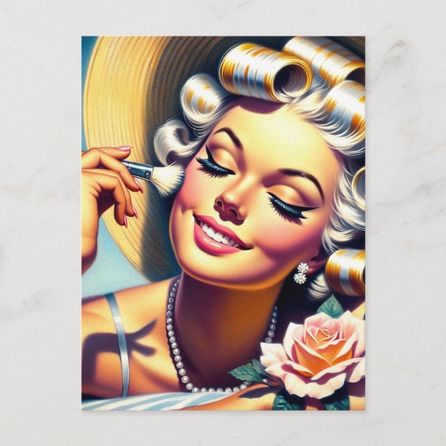 Vintage Bevackra Girl Porträtt Vykort (Framsida)