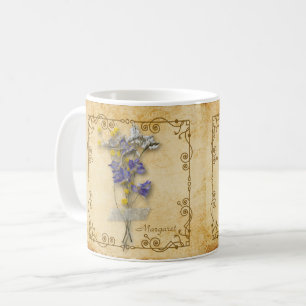 Vintage Beval Beige, torkade blommor med Namn Kaffemugg