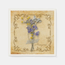 Vintage Beval Beige, torkade blommor med Namn