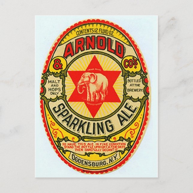Vintage Beverage Label Postcard Vykort (Framsida)