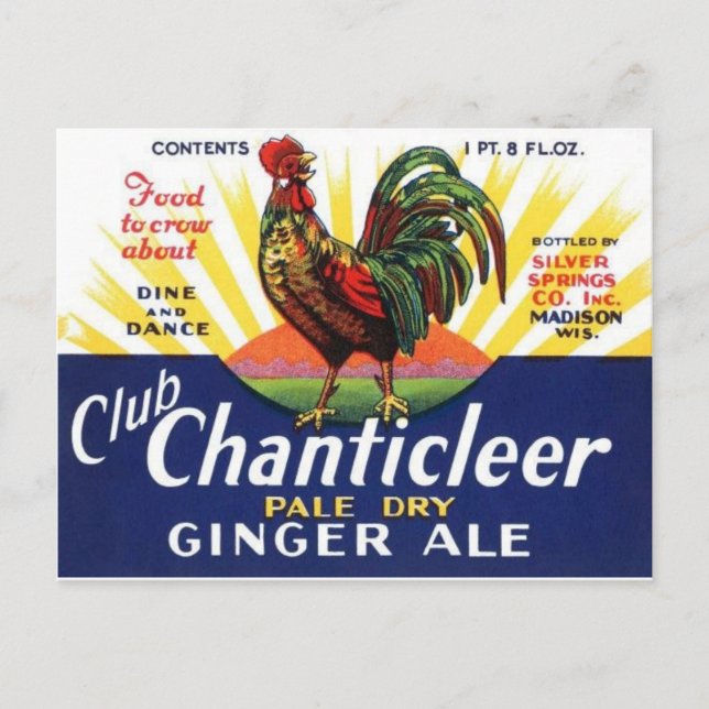 Vintage Beverage Label Postcard Vykort (Framsida)