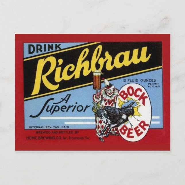 Vintage Beverage Label Postcard Vykort (Framsida)