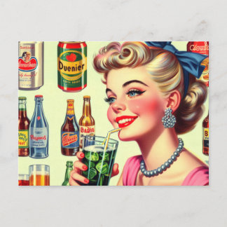 Vintage Beverage Pin-Up Vykort