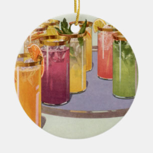 Vintage Beverages, Drinks with Ice Cubon a Tray Julgransprydnad Keramik