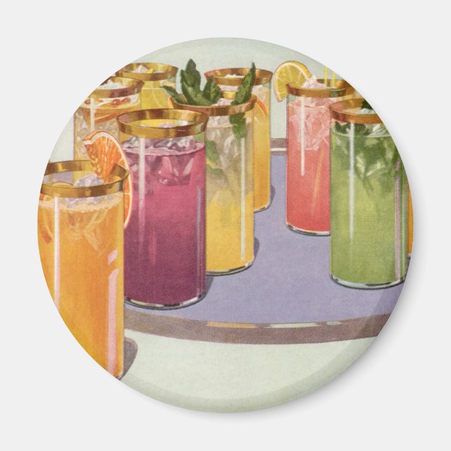 Vintage Beverages, Drinks with Ice Cubon a Tray Magnet (Framsidan)