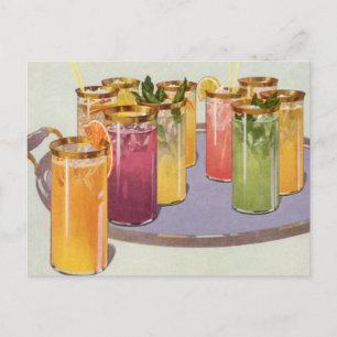 Vintage Beverages, Drinks with Ice Cubon a Tray Vykort
