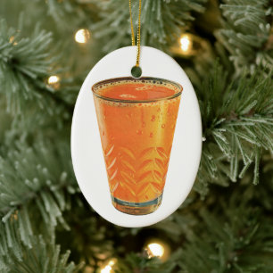 Vintage Beverages, Glass of Orange Juice Breakfast Julgransprydnad Keramik