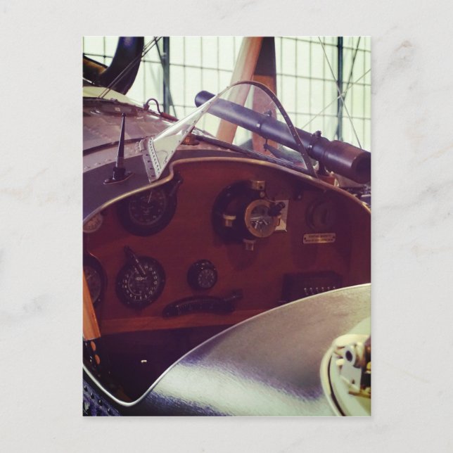 Vintage Bi flygplan Cockpit Vykort (Framsida)