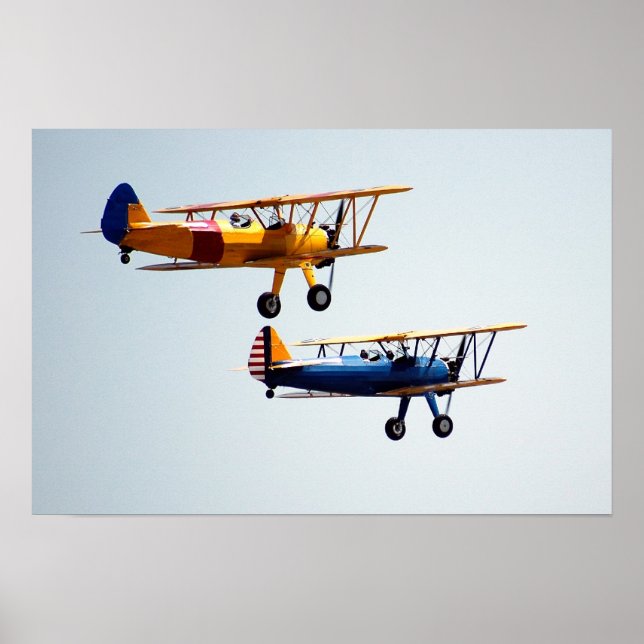 Vintage Bi-Flygplan under flygning Poster (Framsidan)